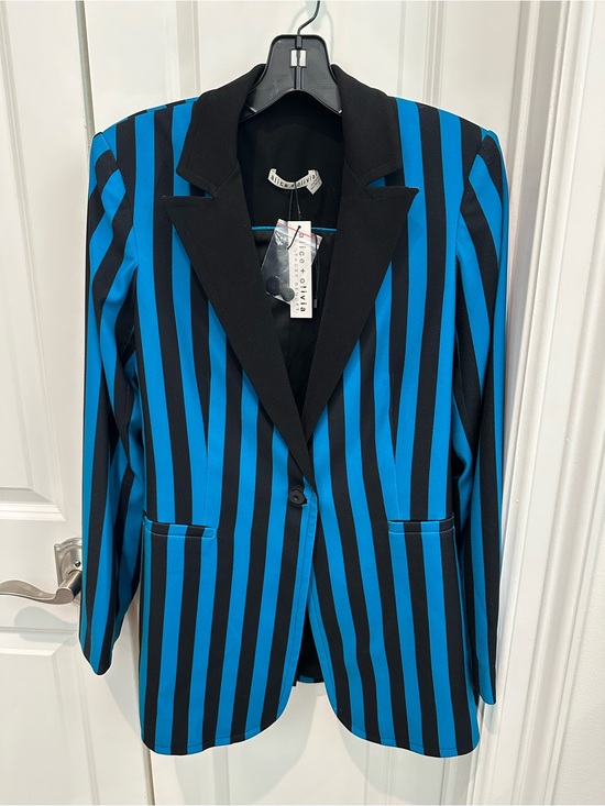 Alice + Olivia Jackets & Blazers - Alice& Olivia  Black & Blue Striped Blazer